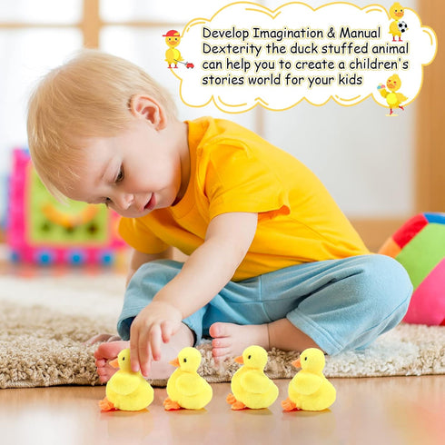5 Pieces Duck Stuffed Animals Set, Big Mommy Duck with 4 Little Baby Plush Toys, Soft Family Plush Set (Yellow Duck)