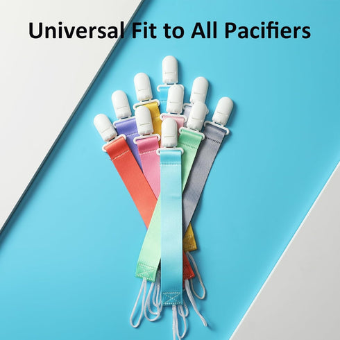 Neutral Pacifier Clips, 10 Pack Binkie Holder Clips for Boys and Girls, Fits Most Pacifiers and Toys