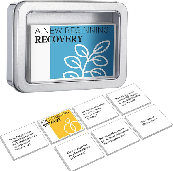 51 Pcs Recovery Card Game for Adults - 50 Addiction Recovery Cards with Tin Box for Group Therapy Activities