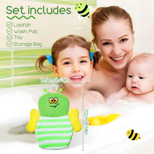 Sibba 10 Pcs Baby Bath Mitt Washcloths Gloves, Gentle Cute Exfoliating Wash Mitt Animal Pattern, Baby Mittens Bath