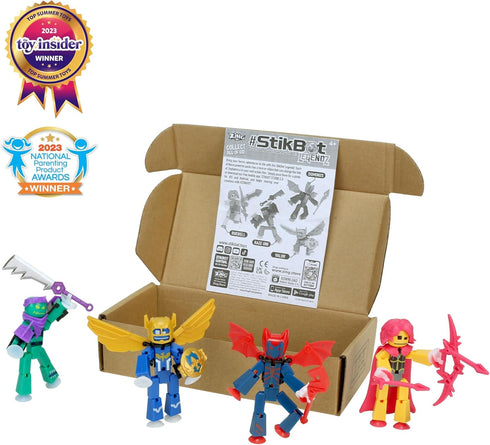 1 4 Zing StikBot Legendz Series - Includes Valor, Ruebell, Dominus and Raze Oni - Collectible Action Figures