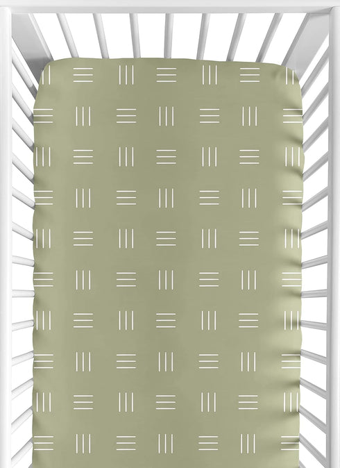 Sweet Jojo Designs Sage Green Boho Mudcloth Boy or Girl Fitted Crib