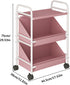 2 Buzowruil Utility Rolling Fabric Storage Rack Trolley Toy Cart Trolley with Large Storage Boxes,Wheels, Suitable