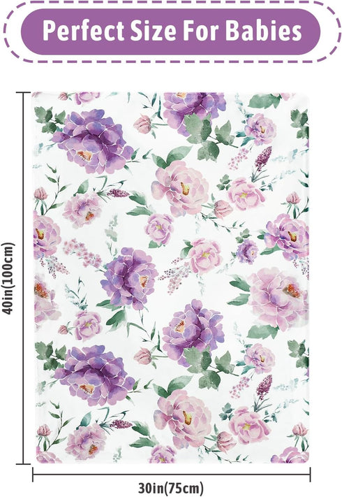 30 40 Inch, Baby Girl Blanket, Sotf Crib Swaddle Blanket, Dotted Backing, Reversible Bedding Soft Blanket for Newborn