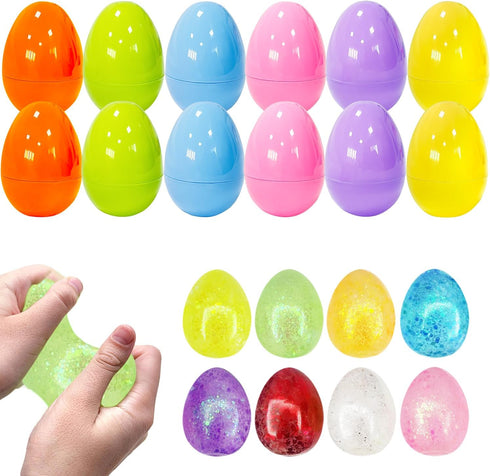 8 Pack Easter Eggs with Egg Shape Stree Ball Toys, Easter Basket