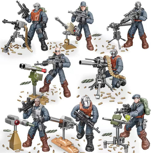 8 PCS Building Block City Policeman Action Mini-Figures with SWAT Model Equipment, Military Weapons Accessories Gift