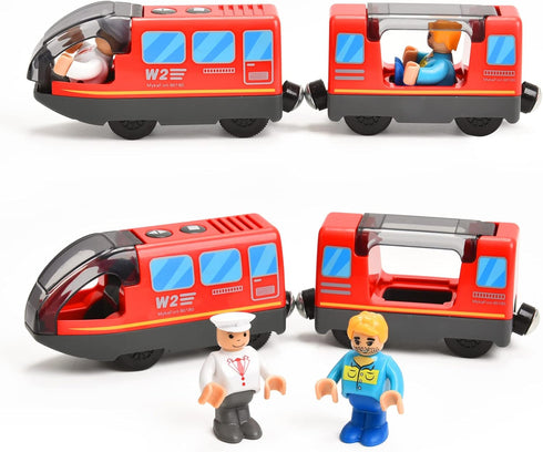 Giant Bean Battery Operated Action Locomotive - Magnetic Connection Train Set for Wooden Train Tracks, Toys 3+