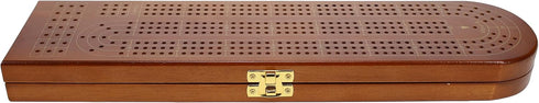 Set, 3 2-3 Pacific Shore Games Wooden Cribbage Board Game Walnut Stained Continuous Track for Players, Card Storage