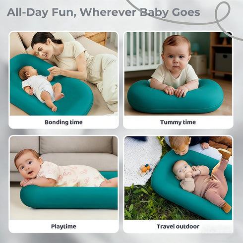 100% Mat,Tummy 0-24 Cotton Baby Lounger for Newborn,Baby Play Time Mat with Cover for Months Newborn Baby,Washable Play