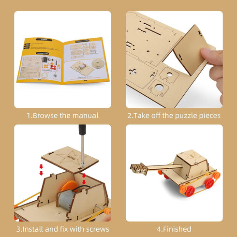 6 in 1 STEM Kits for Kids Age 5-12, Wood Car Building Electric Model Kit, Birthday Gift for Boys and Girls
