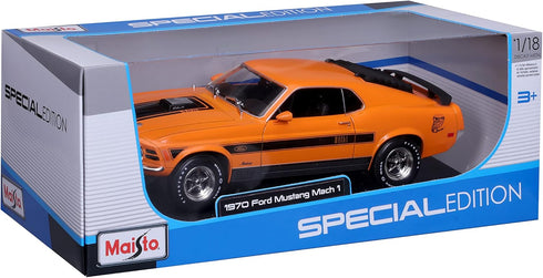 Maisto 1:18 Special Edition 1970 Ford Mustang Mach 1, Orange, 1:18 Scale Model