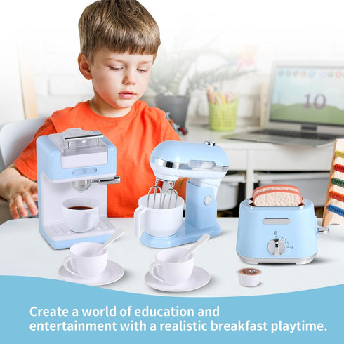 Ehome Play Kitchen Toys, Kids Kitchen Accessories Toy Set with Coffee Maker, Mixer, Toaster for Ages 4-8 Girls