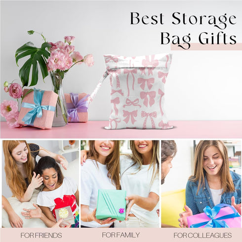 zcyxuuw Wet Bag, Wet Dry Bag, Swimsuit Bags, Beach Essentials, Pink Bow Decor Waterproof Bags for Travel, Beach, Pool