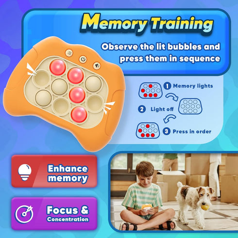 Handheld Game for Kids 6-12 with Lights and Sounds, Sensory Fidget Toy for 6-12 Year Olds - Orange Birthday Gift