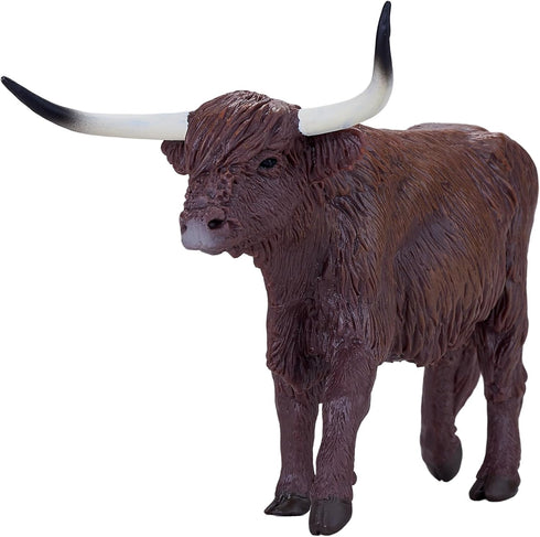 MOJO Highland Cow, Realistic Farm Animal Toy Replica, Hand Painted Figurine