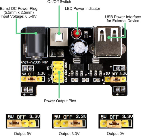 Electronics Component Fun Kit for Arduino, Power Supply Module, Jumper Wire, Breadboard Compatible with STM32