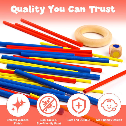 Wanheart Balance & Fun Wooden Stick Toys Family Game for Kids, Adults & Seniors Enhances Coordination, Focus & Patience