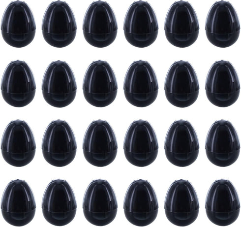 Set of 24 Glossy Black Plastic Easter Eggs 2.25 Inches