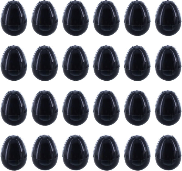 Set of 24 Glossy Black Plastic Easter Eggs 2.25 Inches