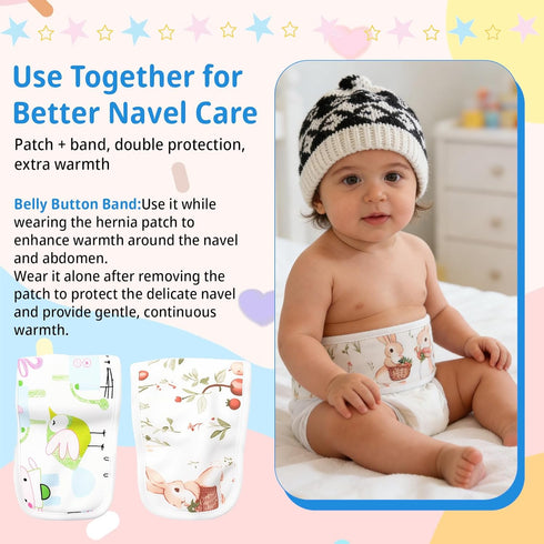 Patches(10 2pcs Baby Belly Navel Pieces), Cotton Pads for Baby Belly Button Hernia, with Baby Belly Button Bandfor