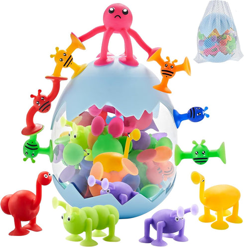 ZMZS Suction Toys for Baby, Bath Toys for Kids Ages 4-8, 40 Pieces Toddler Stress Release Sensory Toys, Educational Gift