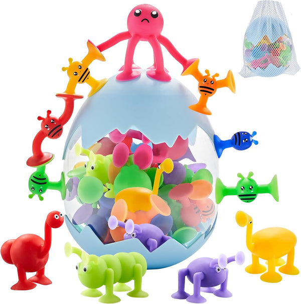 ZMZS Suction Toys for Baby, Bath Toys for Kids Ages 4-8, 40 Pieces Toddler Stress Release Sensory Toys, Educational Gift