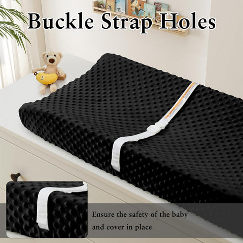 Homiest 2 Pack Changing Pad Cover, White + Black Changing Table Sheets, Ultra Soft Fleece Minky Dot Fabric, Breathable