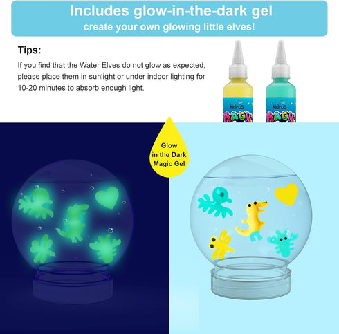 12 10 1 3+ Kiditos Magic Water Elf Toy Kit Squishies for Kids, Gels + Molds & Bottle, Magic Gel Water Pets Sensory Toy