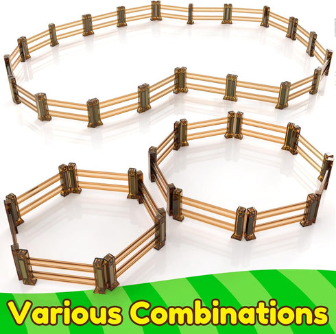 18pcs Oriate Farm Animals Fences Magnetic Tiles, Magnet Fencing Compatible Garden Farming Zoo Dinosaur, Kids Magnetic