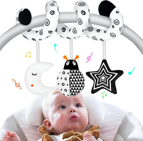 XIXILAND Car Seat Toys for Babies 0-6 Months, Black and White High Contrast Sensory Toys for Infants 0-18 Months