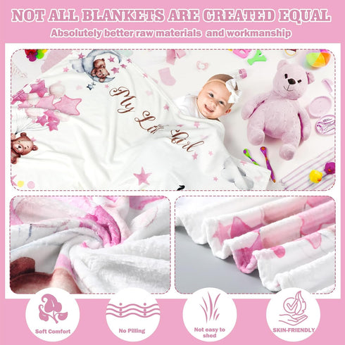 Sleeping Bear Monthly Baby Milestone Blanket, Flannel Blanket for Boys Girls, Growth Chart Baby Blanket
