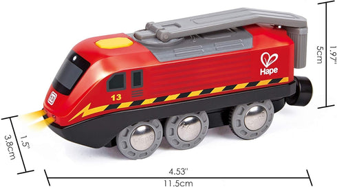 Set, Hape Hand Crank Powered Train | Button Operated, Rechargeable Kinetic Powered Engine and Lights, Kids Toy