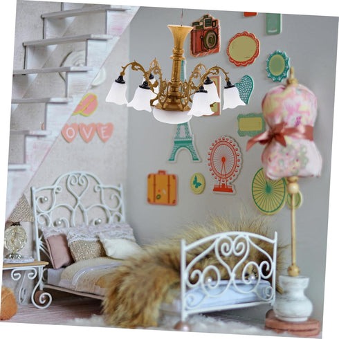 Model Chandelier Mini Lamp for Doll House, Tiny House Ceiling Lamp, Dollhouse LED Chandelier Miniature Furniture