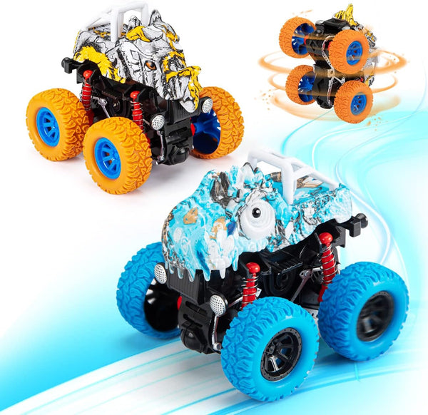 LODBY Dinosaur Trucks Toys for Kids 3-5 Years, Friction Powered Dino Vehicles for Outdoor Play