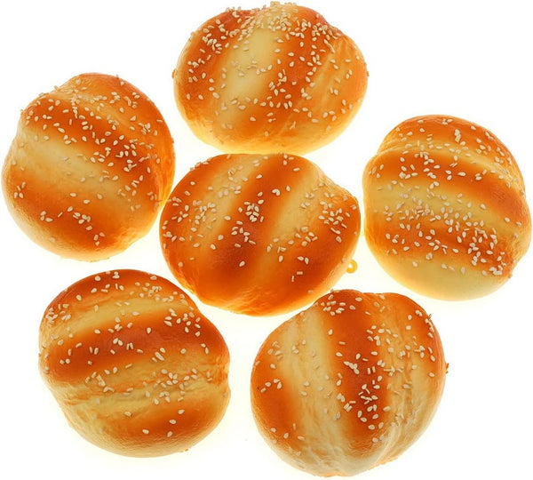 Gresorth 6 PCS Artificial Sesame Bread Fake Breads Decoration Faux Sesame Dessert