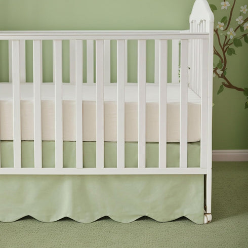 Brandream Scallop Edge Cotton Crib Skirt Toddler Bedskirt Baby Nursery Crib Bed Skirt Gender Neutral Solid Color Light
