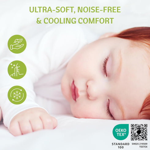 52 28 Vesta Baby Crib Mattress Protector - x Noiseless Waterproof Pad Cover - Absorbent Soft Jacquard Bamboo Rayon