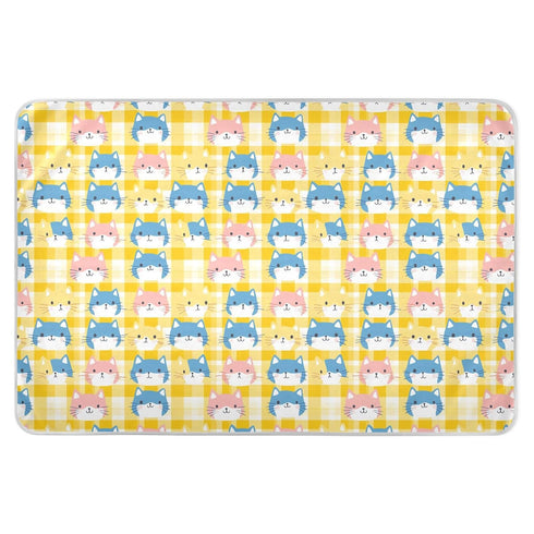 siphylline Yellow Colorful Cats Extra Large Resuable Diaper Mats Soft Absorbent Baby Diaper