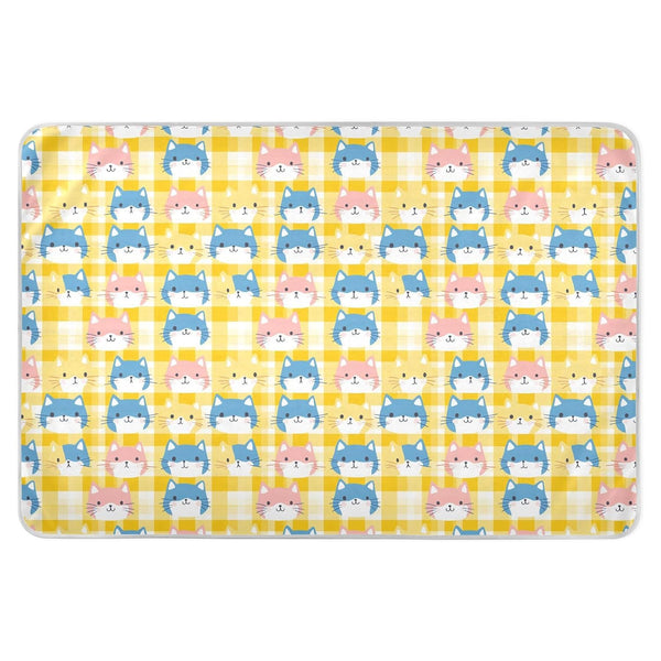 siphylline Yellow Colorful Cats Extra Large Resuable Diaper Mats Soft Absorbent Baby Diaper