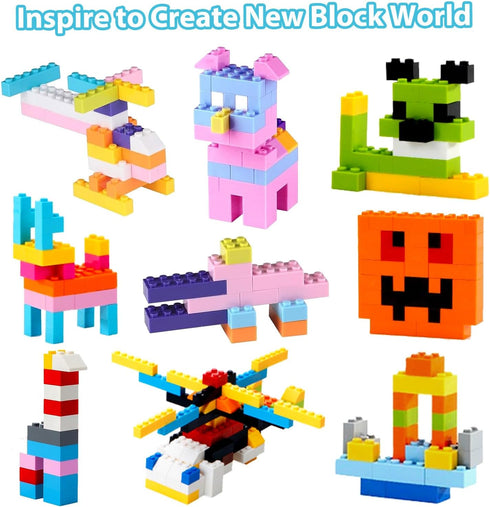 500 Pieces Classic Building Bricks Set in 15 Colors and 12 Shapes, Educational Toy Gift for Kids