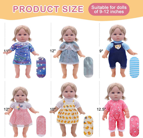 Girl Doll Clothes and Accessories - 6 Sets for 11 Inch Dolls, Princess Dress, Pajamas, Cute Outfits for Girls
