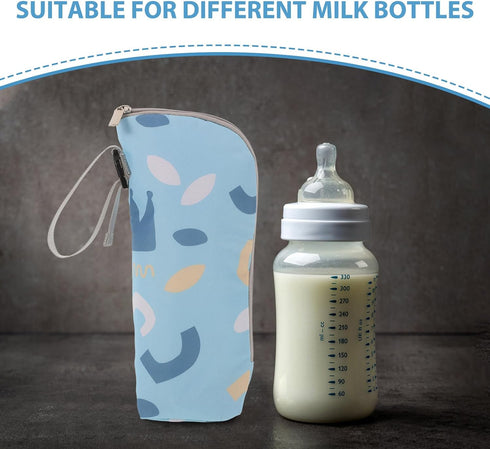 BESPORTBLE Insulated Bottle Thermal Bag with Large Capacity Bottle Storage Sleeve Cover Beige Geometric Pattern Carrier