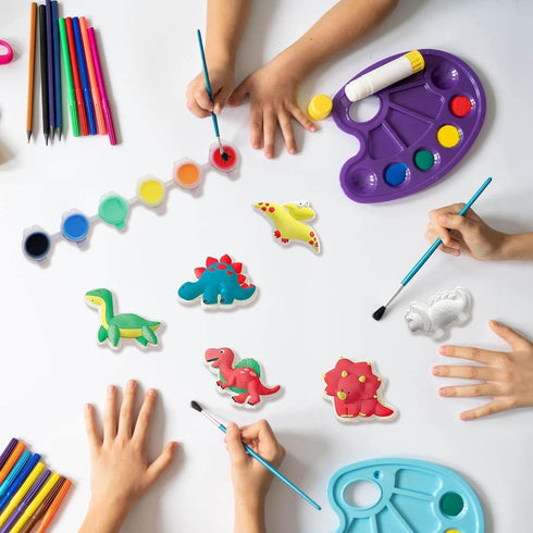 Funto Dinosaur Painting Kit for Kids, 27 PCS Crafts Set to Paint Your Own Figurines with Magnet, Creative DIY Activity