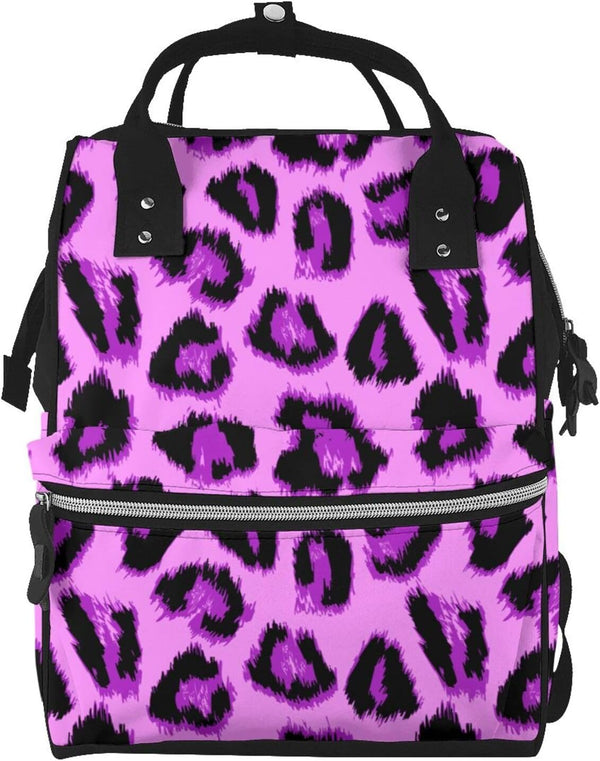 TZTTZT Purple leopard print Diaper Bag Backpack, Toddler Baby Girl Boy Diaper Bag