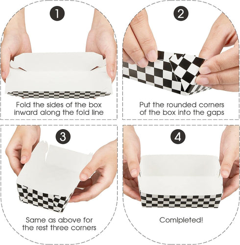 100 2 lb Pieces Race Car Checkered Trays, Racing Themed Fast One&two Birthday Decorations for Boys, Checkered Paper