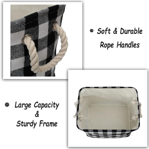 Large Rectangular Decorative Storage Bins - Foldable Laundry Hamper Baskets with Rope Handles for Blankets, Toys