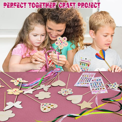 6+(14 WUBOMJIO Princess Fairy Wands Craft Kit, Kid Birthday Party Supplies Make Your Own Magic Wands Include Unfinished