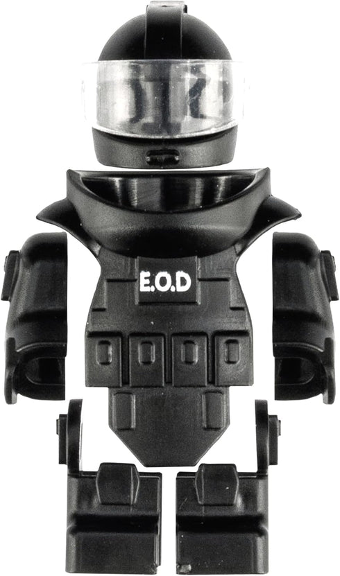 Toy Soldiers Figures, Black Bomb Disposal Suit Armor E.O.D Suit, Military Equipment Custom Minifigure for Ages 3+