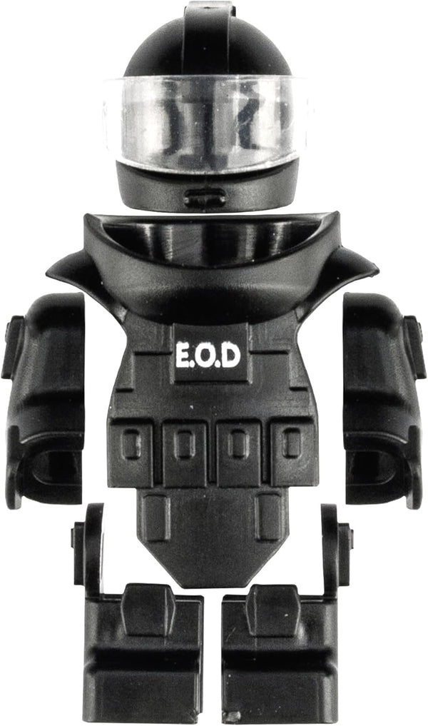 Toy Soldiers Figures, Black Bomb Disposal Suit Armor E.O.D Suit, Military Equipment Custom Minifigure for Ages 3+