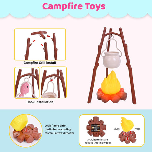 Set Set Set 3 4 5 Kids Camping with Play Tent,Campfire,Lantern,Indoor Outdoor Camping with Pop up Play Tent,Camping
